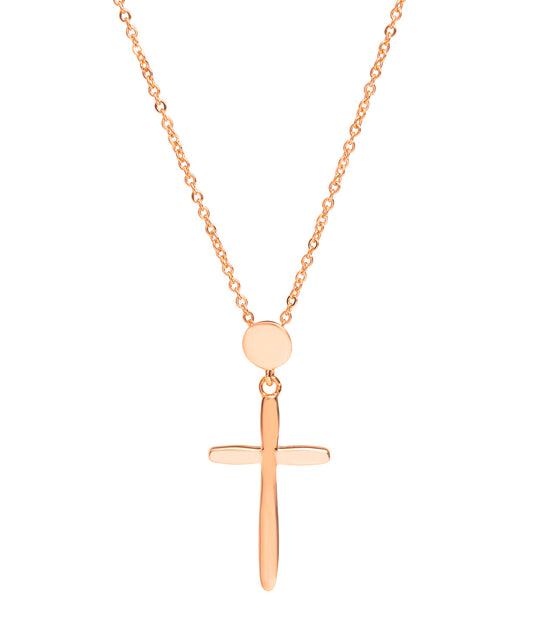 Gift Packaged 'Moraz' 18ct Rose Gold Plated 925 Silver Cross Pendant Necklace