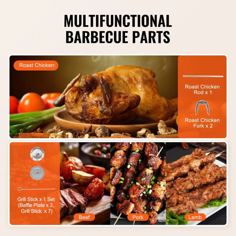 Electric Vertical Shawarma Rotisserie Grill with 360° Rotation & Timer